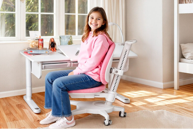 ergonomischer, höhenverstellbarer Kinderdrehstuhl SINO rosa / SALTO Kindermöbel München / Moll / girl
